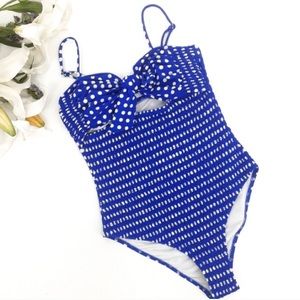 Cupshe Smocked Blue Polka Dot One Piece Swimsuit